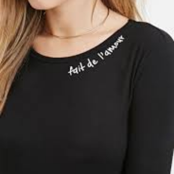 Forever 21 black long-sleeve tunic split t-shirt - Picture 4 of 9